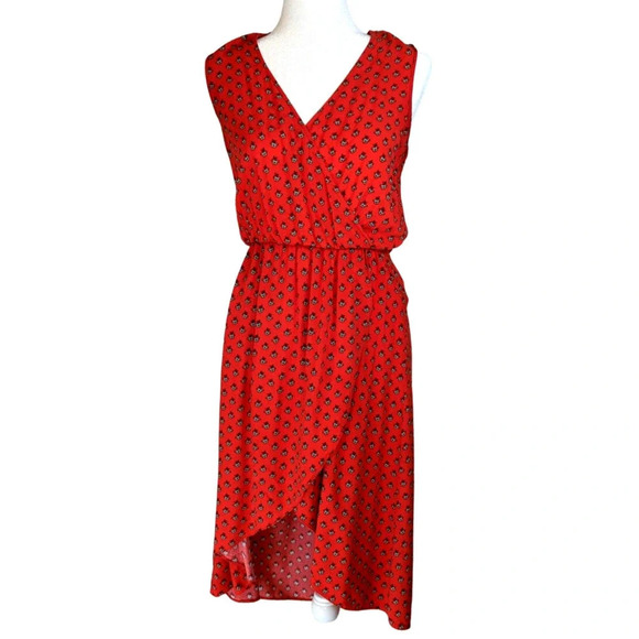 Two by Vince Camuto Orange Floral Sleeveless Hi-Lo Hem Dress size XS - Picture 1 of 8